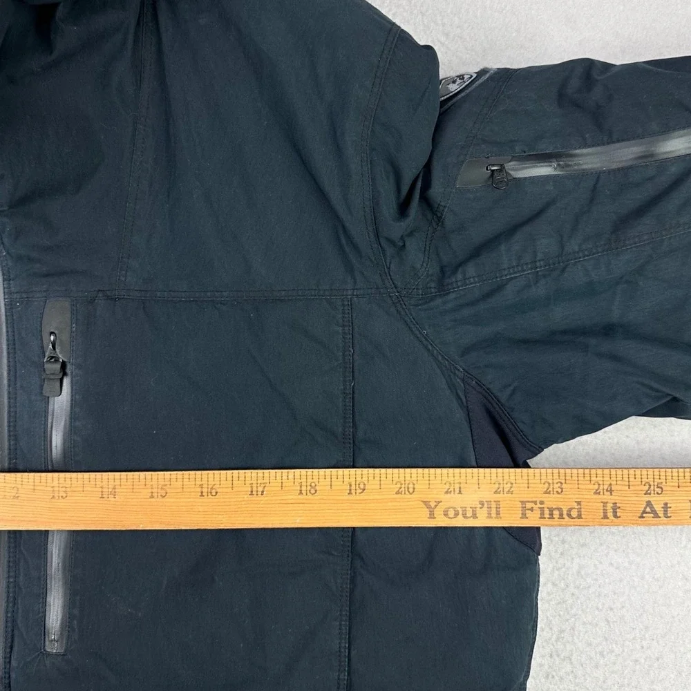 Kuhl Wyldefire Hoody Jacket Mens Medium Black Raven Down Waxed Canvas Puffer